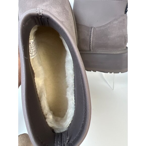UGG Classic Mini Dipper Platform Boots Suede Thundercloud Women Size US10 UK8 - Picture 4 of 11
